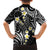 Plumeria With Black Polynesian Tattoo Pattern Family Matching Off The Shoulder Long Sleeve Dress and Hawaiian Shirt