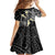 Plumeria With Black Polynesian Tattoo Pattern Family Matching Off The Shoulder Long Sleeve Dress and Hawaiian Shirt