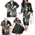 Plumeria With Black Polynesian Tattoo Pattern Family Matching Off The Shoulder Long Sleeve Dress and Hawaiian Shirt