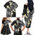 Plumeria With Black Polynesian Tattoo Pattern Family Matching Off The Shoulder Long Sleeve Dress and Hawaiian Shirt