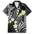 Plumeria With Black Polynesian Tattoo Pattern Family Matching Off The Shoulder Long Sleeve Dress and Hawaiian Shirt