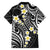 Plumeria With Black Polynesian Tattoo Pattern Family Matching Off The Shoulder Long Sleeve Dress and Hawaiian Shirt