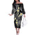 Plumeria With Black Polynesian Tattoo Pattern Family Matching Off The Shoulder Long Sleeve Dress and Hawaiian Shirt