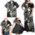 Plumeria With Black Polynesian Tattoo Pattern Family Matching Off Shoulder Maxi Dress and Hawaiian Shirt