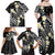 Plumeria With Black Polynesian Tattoo Pattern Family Matching Off Shoulder Maxi Dress and Hawaiian Shirt