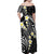 Plumeria With Black Polynesian Tattoo Pattern Family Matching Off Shoulder Maxi Dress and Hawaiian Shirt