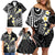 Plumeria With Black Polynesian Tattoo Pattern Family Matching Off Shoulder Short Dress and Hawaiian Shirt