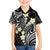 Plumeria With Black Polynesian Tattoo Pattern Family Matching Off Shoulder Short Dress and Hawaiian Shirt