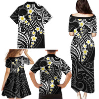 Plumeria With Black Polynesian Tattoo Pattern Family Matching Puletasi and Hawaiian Shirt LT05 - Polynesian Pride