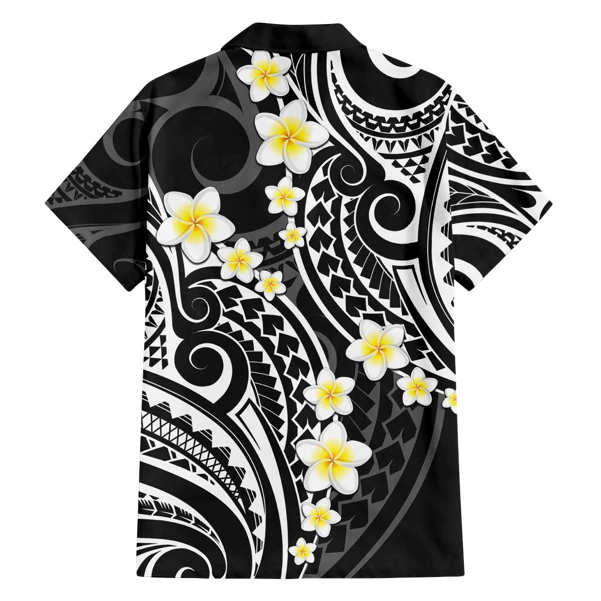 Plumeria With Black Polynesian Tattoo Pattern Family Matching Puletasi and Hawaiian Shirt LT05 - Polynesian Pride