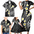 Plumeria With Black Polynesian Tattoo Pattern Family Matching Short Sleeve Bodycon Dress and Hawaiian Shirt