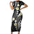 Plumeria With Black Polynesian Tattoo Pattern Family Matching Short Sleeve Bodycon Dress and Hawaiian Shirt