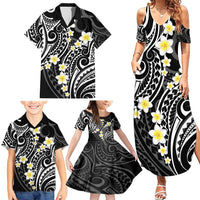 Plumeria With Black Polynesian Tattoo Pattern Family Matching Summer Maxi Dress and Hawaiian Shirt LT05 - Polynesian Pride