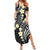 Plumeria With Black Polynesian Tattoo Pattern Family Matching Summer Maxi Dress and Hawaiian Shirt