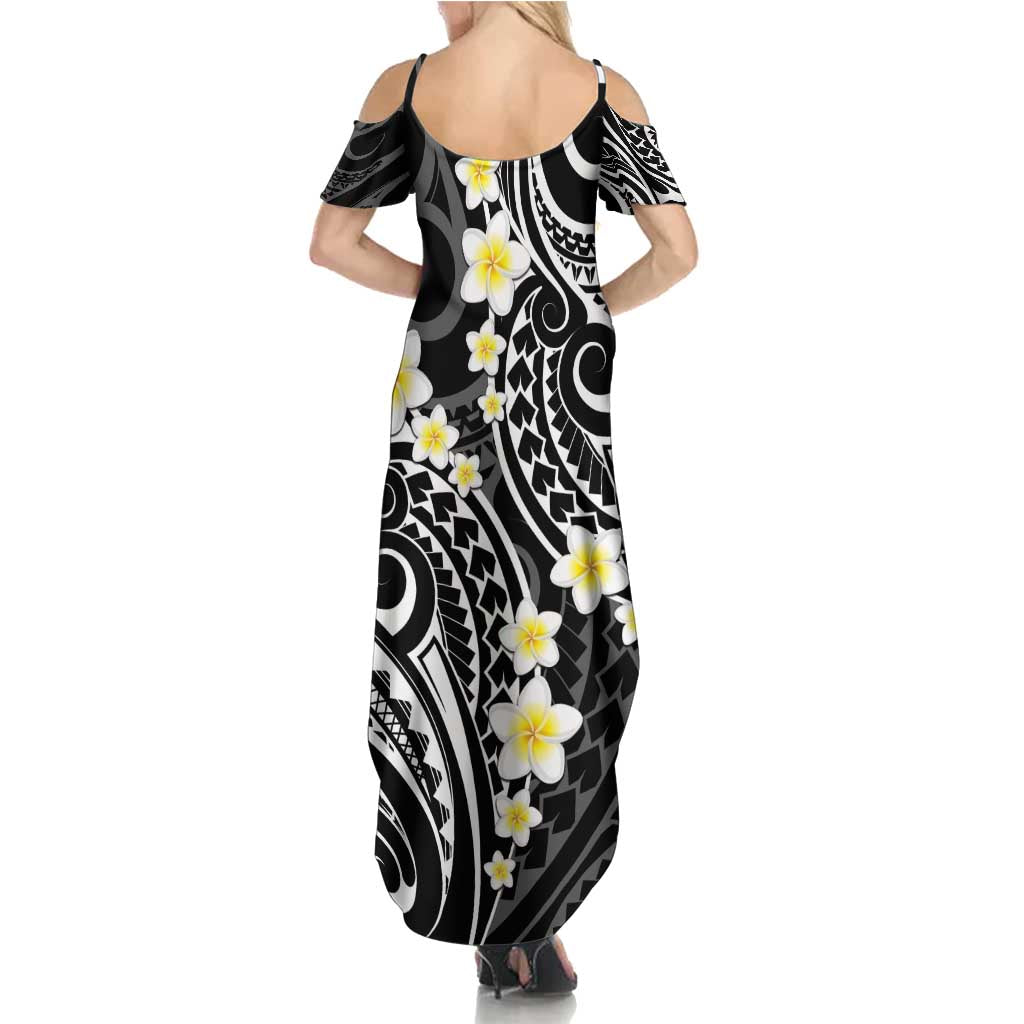 Plumeria With Black Polynesian Tattoo Pattern Family Matching Summer Maxi Dress and Hawaiian Shirt LT05 - Polynesian Pride