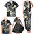 Plumeria With Black Polynesian Tattoo Pattern Family Matching Tank Maxi Dress and Hawaiian Shirt