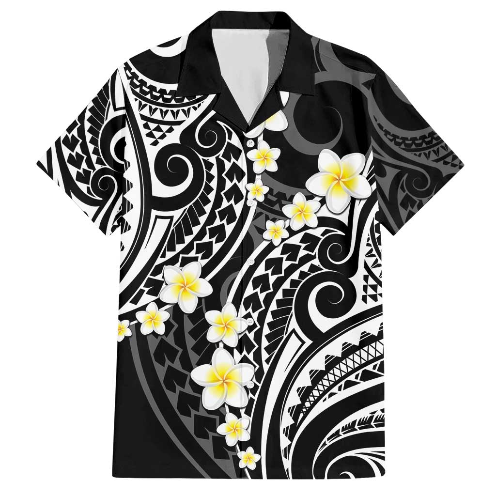 Plumeria With Black Polynesian Tattoo Pattern Hawaiian Shirt LT05 Black - Polynesian Pride