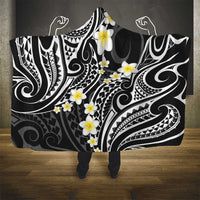 Plumeria With Black Polynesian Tattoo Pattern Hooded Blanket LT05 - Polynesian Pride