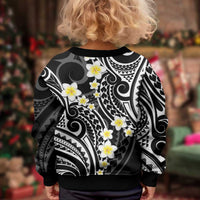 Plumeria With Black Polynesian Tattoo Pattern Kid Ugly Christmas Sweater