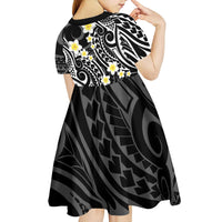 Plumeria With Black Polynesian Tattoo Pattern Kid Short Sleeve Dress