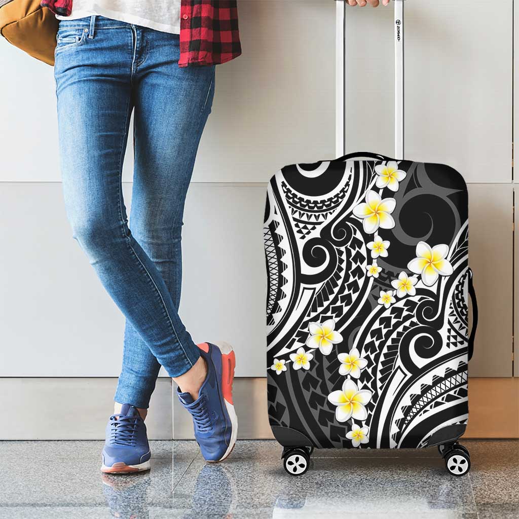 Plumeria With Black Polynesian Tattoo Pattern Luggage Cover
