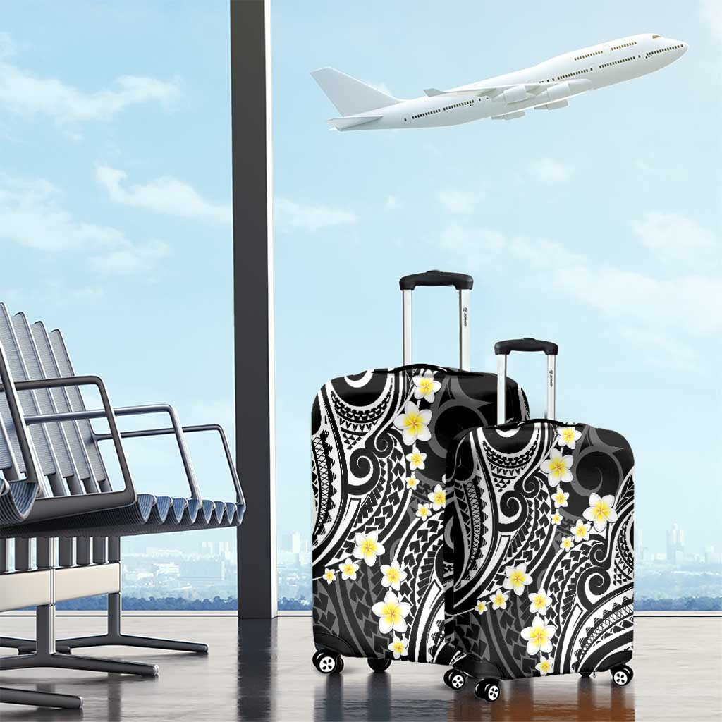 Plumeria With Black Polynesian Tattoo Pattern Luggage Cover
