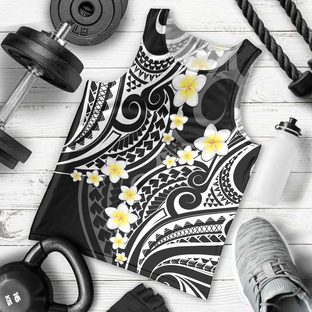 Plumeria With Black Polynesian Tattoo Pattern Men Tank Top LT05 - Polynesian Pride