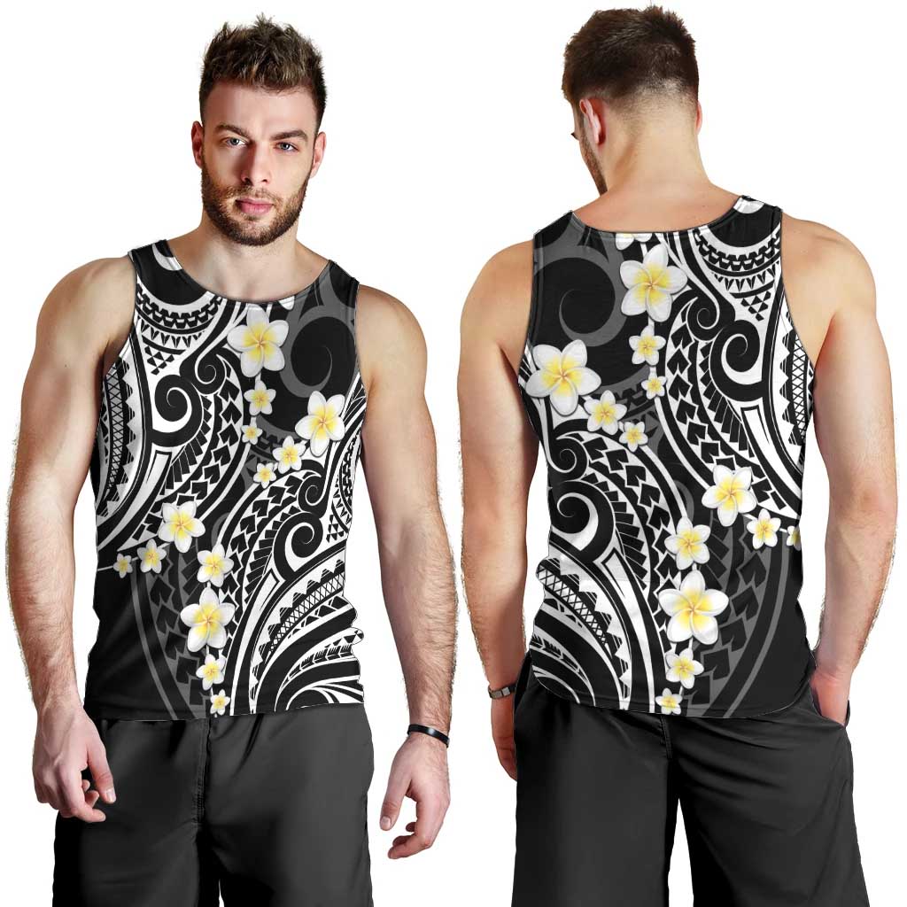 Plumeria With Black Polynesian Tattoo Pattern Men Tank Top LT05 - Polynesian Pride