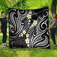 Plumeria With Black Polynesian Tattoo Pattern Quilt
