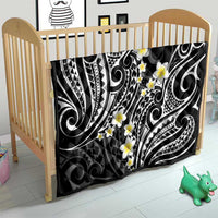 Plumeria With Black Polynesian Tattoo Pattern Quilt