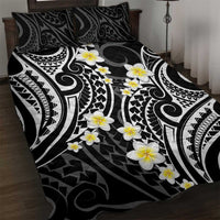 Plumeria With Black Polynesian Tattoo Pattern Quilt Bed Set LT05 Black - Polynesian Pride