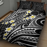 Plumeria With Black Polynesian Tattoo Pattern Quilt Bed Set LT05 - Polynesian Pride