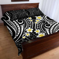 Plumeria With Black Polynesian Tattoo Pattern Quilt Bed Set LT05 - Polynesian Pride