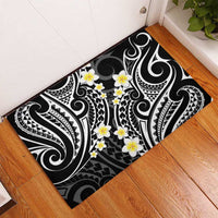 Plumeria With Black Polynesian Tattoo Pattern Rubber Doormat LT05 - Polynesian Pride