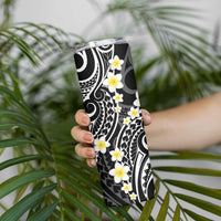 Plumeria With Black Polynesian Tattoo Pattern Skinny Tumbler LT05 - Polynesian Pride