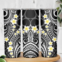 Plumeria With Black Polynesian Tattoo Pattern Skinny Tumbler LT05 - Polynesian Pride