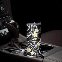 Plumeria With Black Polynesian Tattoo Pattern Skinny Tumbler LT05 - Polynesian Pride