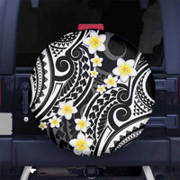 Plumeria With Black Polynesian Tattoo Pattern Spare Tire Cover LT05 - Polynesian Pride