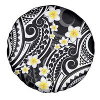 Plumeria With Black Polynesian Tattoo Pattern Spare Tire Cover LT05 - Polynesian Pride