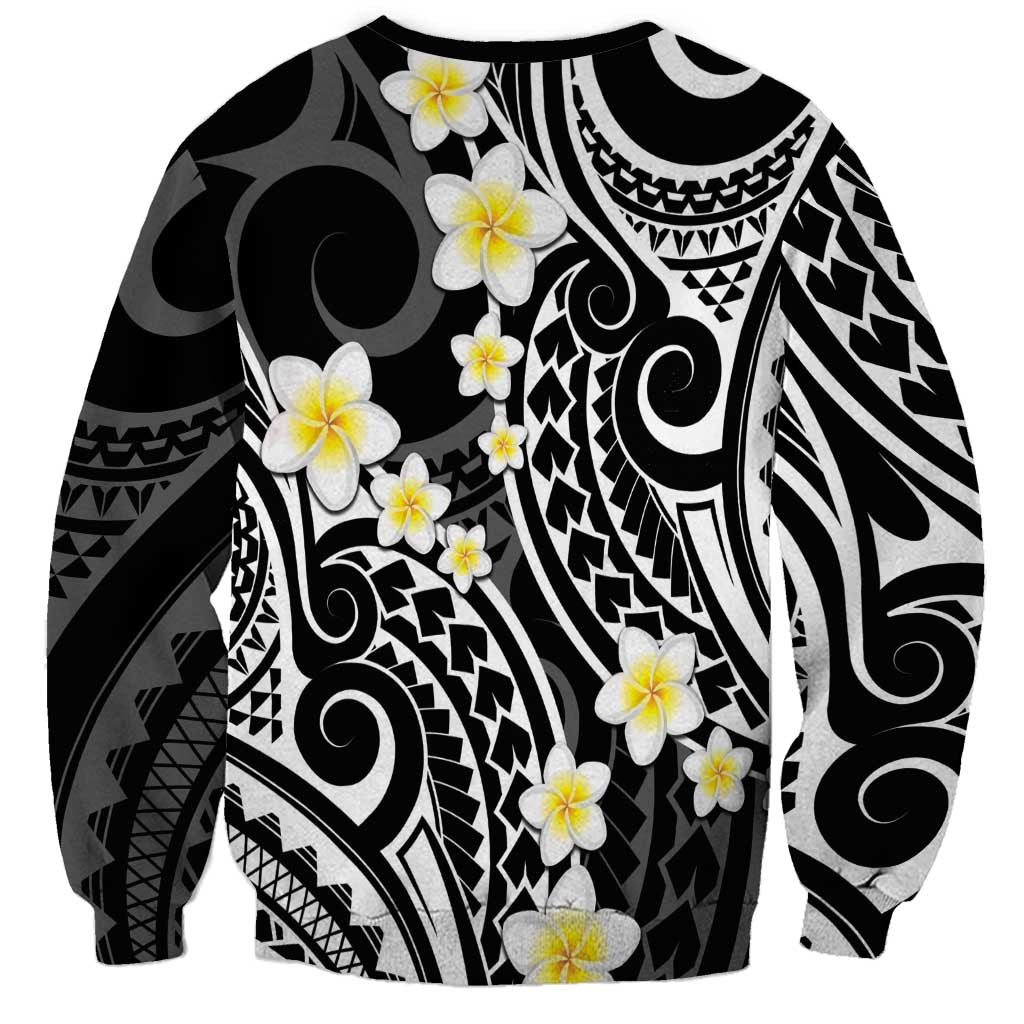 Plumeria With Black Polynesian Tattoo Pattern Sweatshirt LT05 - Polynesian Pride