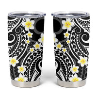 Plumeria With Black Polynesian Tattoo Pattern Tumbler Cup LT05 Black - Polynesian Pride