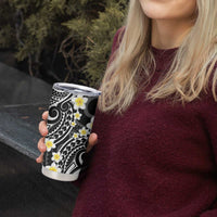 Plumeria With Black Polynesian Tattoo Pattern Tumbler Cup LT05 - Polynesian Pride