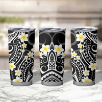 Plumeria With Black Polynesian Tattoo Pattern Tumbler Cup LT05 - Polynesian Pride