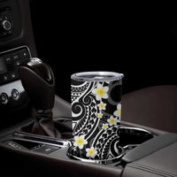 Plumeria With Black Polynesian Tattoo Pattern Tumbler Cup LT05 - Polynesian Pride
