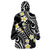 Plumeria With Black Polynesian Tattoo Pattern Wearable Blanket Hoodie
