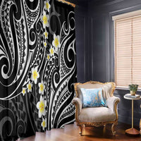 Plumeria With Black Polynesian Tattoo Pattern Window Curtain LT05 - Polynesian Pride
