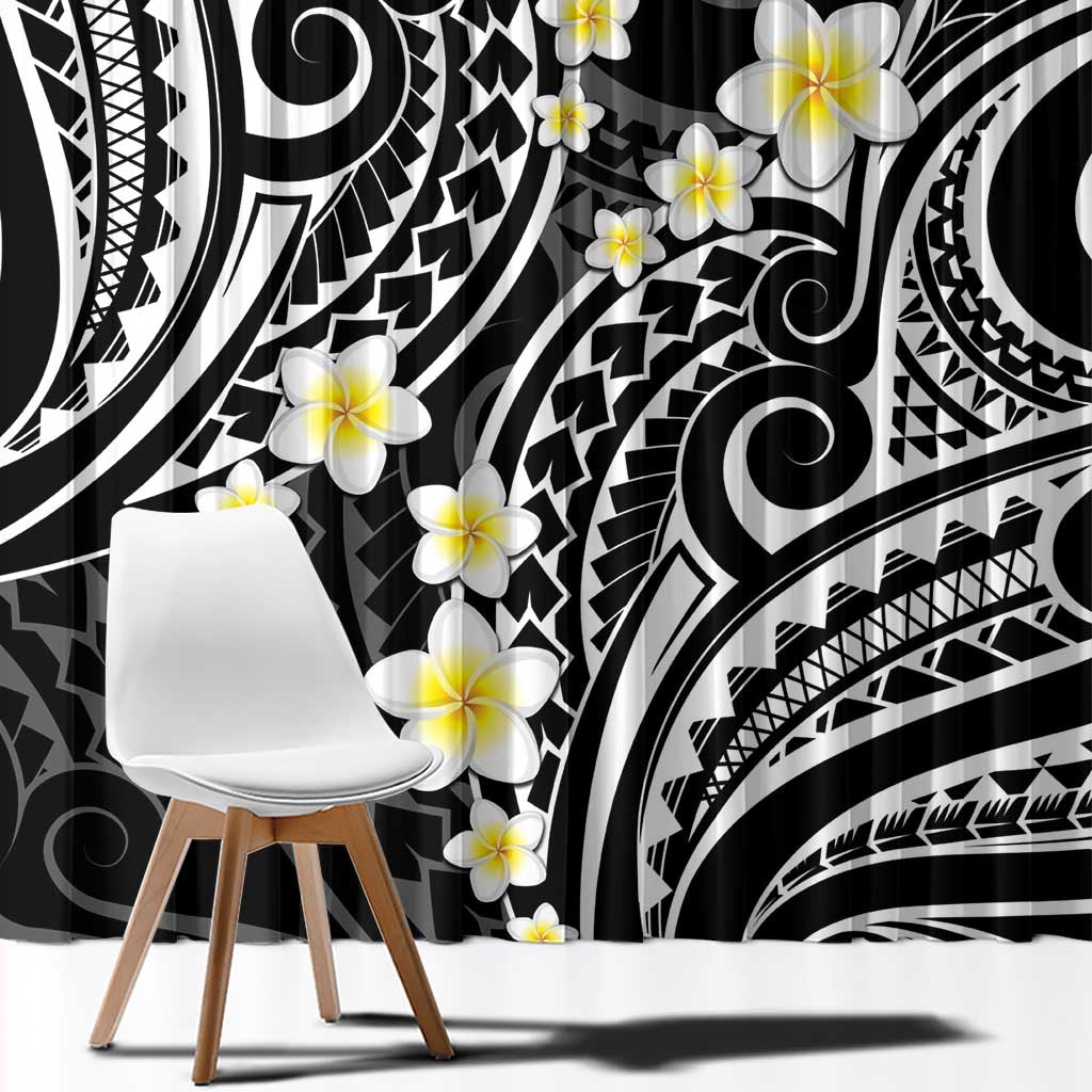 Plumeria With Black Polynesian Tattoo Pattern Window Curtain LT05 - Polynesian Pride