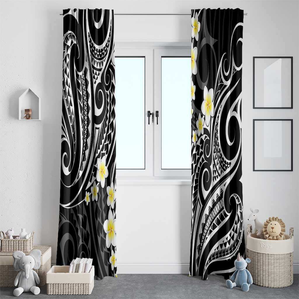 Plumeria With Black Polynesian Tattoo Pattern Window Curtain LT05 - Polynesian Pride