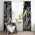 Plumeria With Black Polynesian Tattoo Pattern Window Curtain