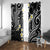 Plumeria With Black Polynesian Tattoo Pattern Window Curtain